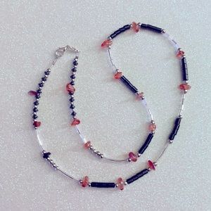 Silver hand crafted beaded  24” necklace